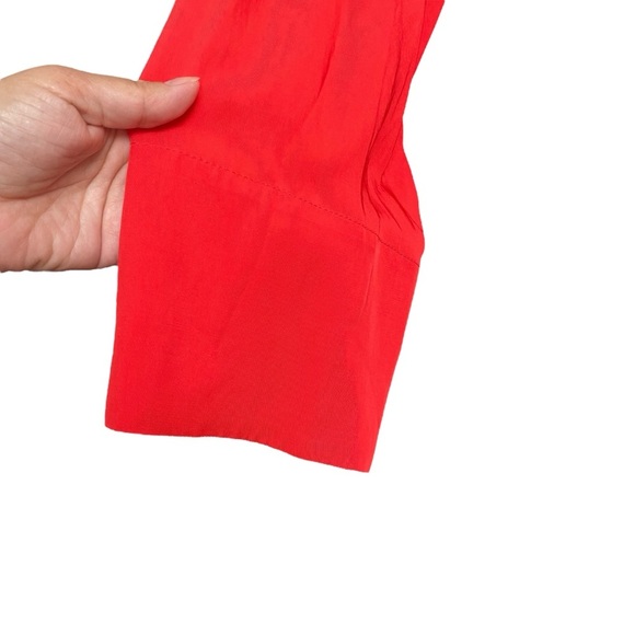 ZARA Red Viscose Lyocell Popover Blouse Long Sleeve Mandarin Collar Size Medium - Picture 12 of 12